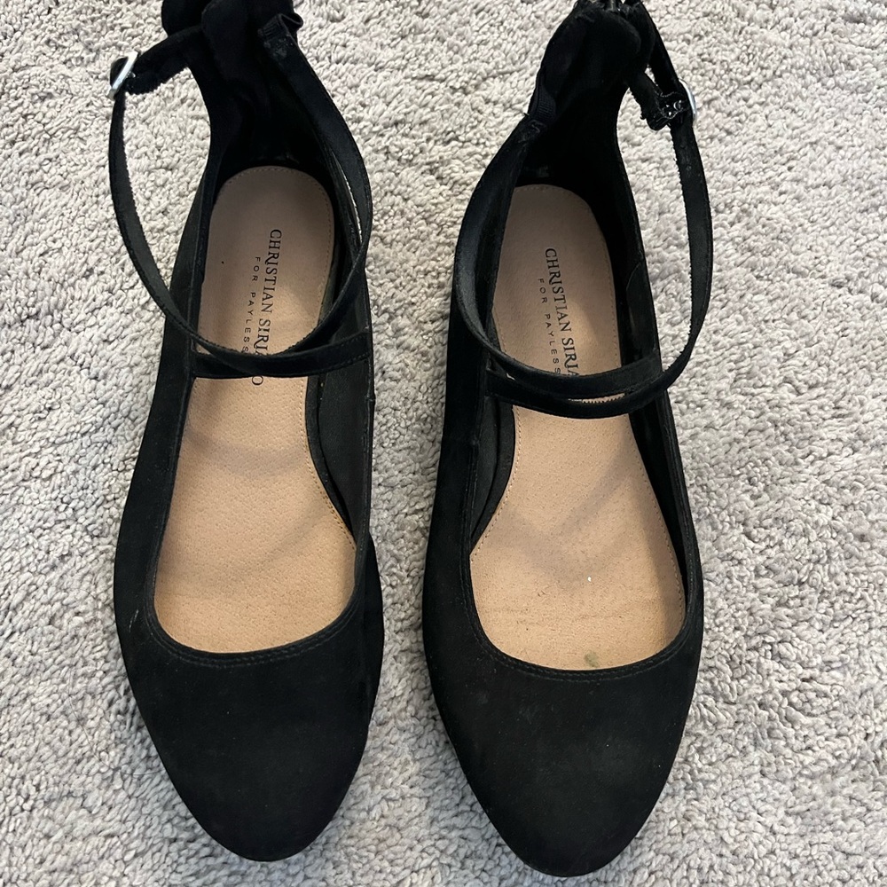 Christian Siriano Black Ankle Strap Flats